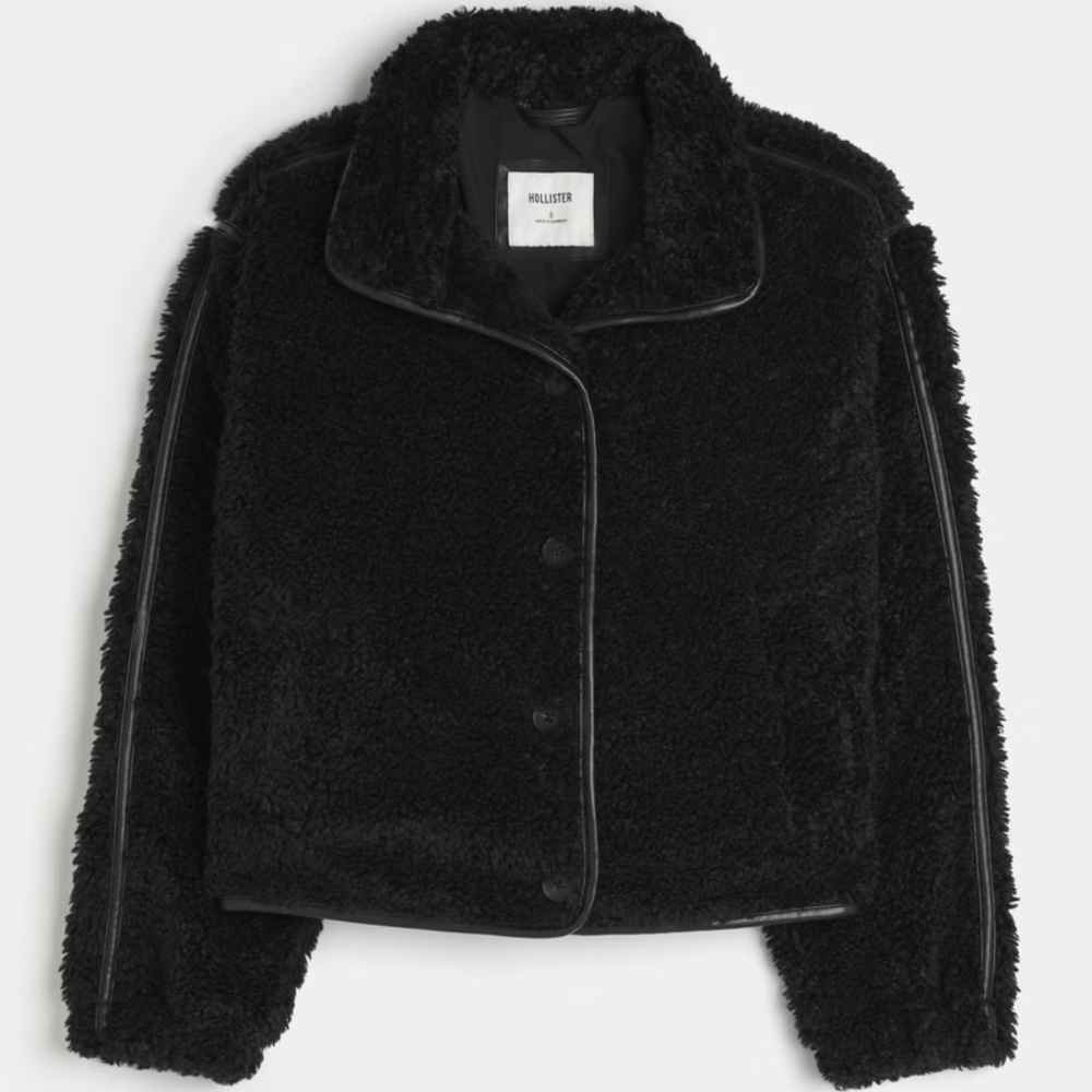 Black Hollister Sherpa Jacket Brand New